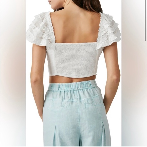 Free People Thank You Very Sweetly Ruffle Sleeve Crop Top - Picture 3 of 4